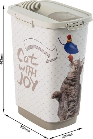 Контейнер для корму Rotho MyPet Cody з кришкою та дозатором, 25л, BPA-free, антрацит/білий, для котів