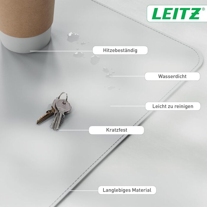 Килимок для миші Leitz Extra-Large, 100 x 40 см, сірий, антиковзаюча поверхня, для геймінгу та офісу