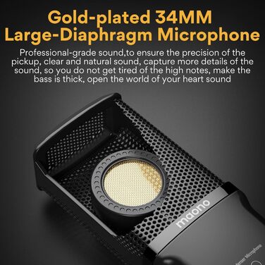 MAONO PM500T XLR Конденсаторний мікрофон з діафрагмою 34 мм, корпус із цинкового сплаву преміум-класу, студійний мікрофон для запису, подкастингу та стрімінгу