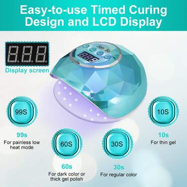 Лампа для манікюру Janolia 86W UV LED з сенсором та LCD дисплеєм для гель-лаку, підходить для нігтів рук та ніг