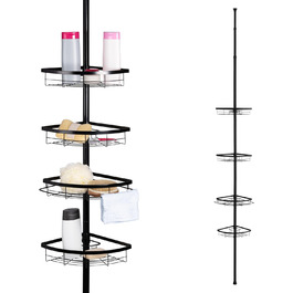 Bremermann Telescope Corner Shelf, 4 Baskets, Telescope Rod up to max. approx. 290 cm (Black)