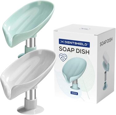 Набір з 2 мисок для мила з водовідведенням, зелено-сірого кольору. Підходить для кухні та ванної кімнати. Без свердління, для твердого шампуню.