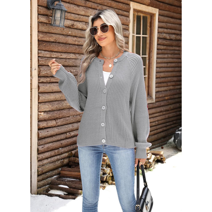 Жіноча в'язана жилетка Zeagoo Kurz - короткий кардиган, відкритий зріз, з ґудзиками, елегантний, повсякденний, світло-сірий, розмір XXL