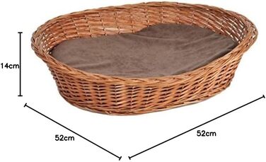 Корзина для собак та котів Lycce Ruhekorb з подушкою, плетіння з лози, 52x42x14 см, розмір 1