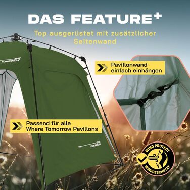 Lumaland Outdoor 2.5 x 2.5m | Waterproof & UV Protection | Garden Tent incl. 1 Side Panel & Bag & Pegs | Robust Camping & Party Tent | Pop Up Tent Setup in 2 Minutes [] (Side Wall, Dark Green)