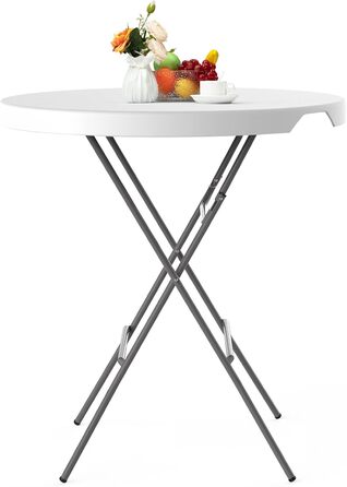 Складний стіл HollyHOME квадратний 87 см для кемпінгу, саду, балкону, кухні, BBQ, вечірок - білий