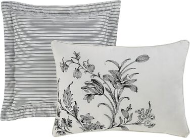 Комплект постільної білизни Laura Ashley Kingsize: двостороння бавовняна постіль з наволочками (Queen, Amberley Black/White)
