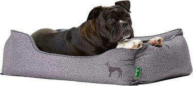 Софа для собак HUNTER BOSTON, зручне ліжко для собак з двостороннім матрацом, класичний дизайн, м'яка, затишна, миюча, неслизька, сірий колір, розмір S (120 x 80 x 30 см)