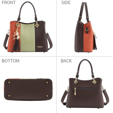 Сумка Pomelo Best жіноча багатокольорова смугаста через плече (Bernsteinmoos) з внутрішніми кишенями