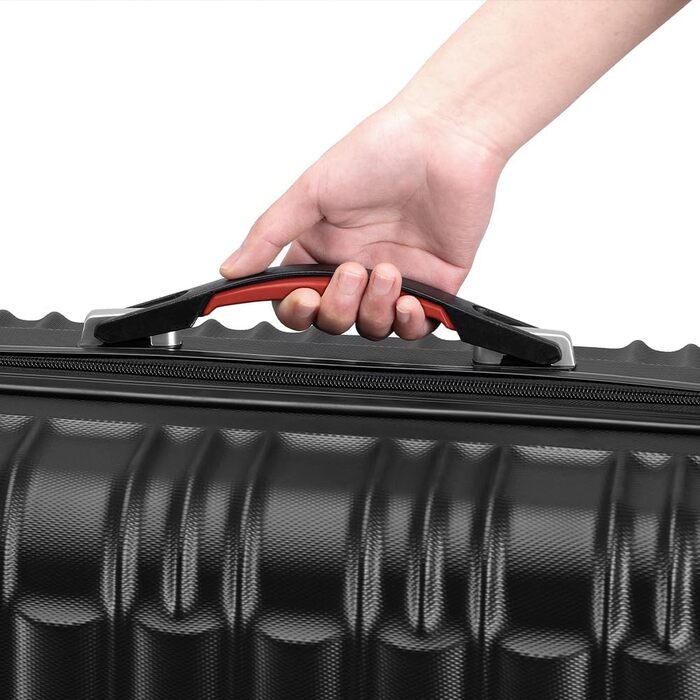 Набір валіз ABS S-M-L-XL з кодовим замком, телескопічною ручкою та 4 колесами, робусний дорожній набір, ручна поклажа (Чорний)