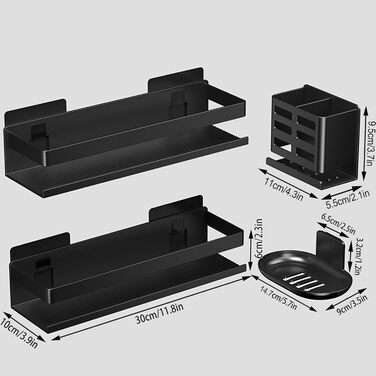 Алюмінієвий кухонний органайзер для ванної кімнати: 2 шт., 30 см, самоклеючий, для кріплення на стіну