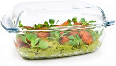 Send casserole dish 5.8 L with lid made of heat-resistant glass, glass cookware, glass roaster