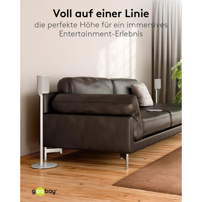 Стійка-підставка для колонки Sonos Era 100 від Goobay, з кабелем-менеджментом, біла, висота 71 см, витримує до 3 кг (71983)