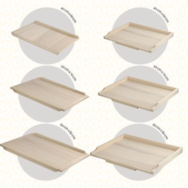 KADAX Cutting Board, Wooden Cutting Board made of High-Quality Poplar Wood, Dough Board with Edge Strips, Traditional Cutting Board for Noodles, Cakes, Dumplings (Double-Sided, 60x80cm)