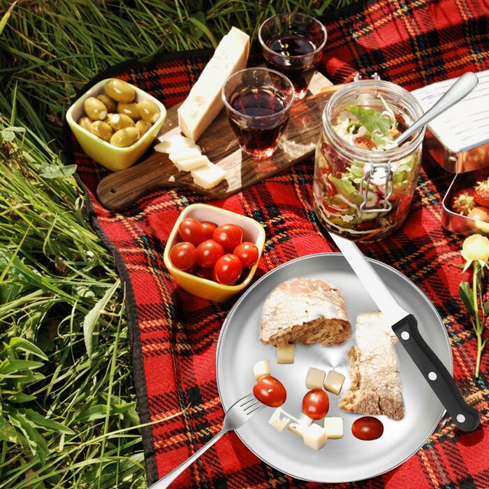 Набір столових приборів для кемпінгу на 4 особи, 20 предметів: набір виделок та столових приборів для пікніка, портабельне посуд, столові прибори з нержавіючої сталі з органайзером, багаторазовий, довговічний