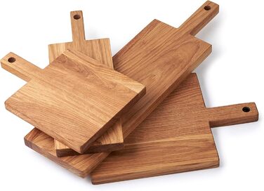 Edelding Cutting and Serving Board made of high-quality oak, 43 x 15 cm in size with a practical 12 cm handle | Antibacterial kitchen board | Serving board, breakfast board, solid wood board