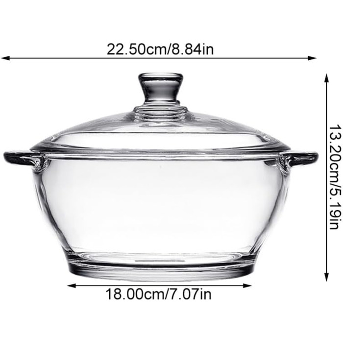 Cabilock Glass Pot Soup Pot Glass Pot Induction Pot Glass Pan Heat-Resistant Glass Pot Borosilicate Glass Pot Braising Pot Noodle Bowl For Transparent M Yogurt Casserole
