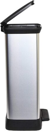 Сміттєвий кошик Curver Deco Bin Metallic's на 50 л з педаллю, пластиковий, сріблястий