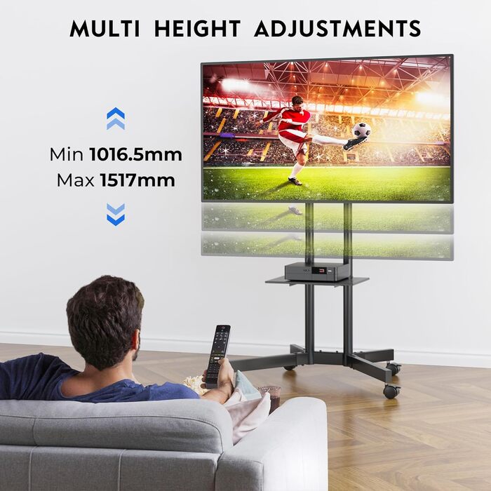 Підставка для телевізора BONTEC Mobiler TV-Wagen: регульована висота, VESA 600x400, до 55 кг, з полицею для ноутбука та кабельною організацією