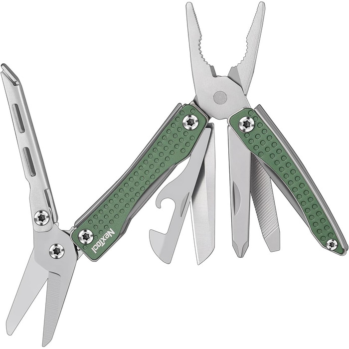 NexTool Mini Flagship Multitool, Mini Multitool 10 IN 1 Multitool Tool with Mini Pocket Knife, Bottle Opener, Scissors, Pliers, Screwdriver, Multifunction Tool for Camping Accessories - (Green)