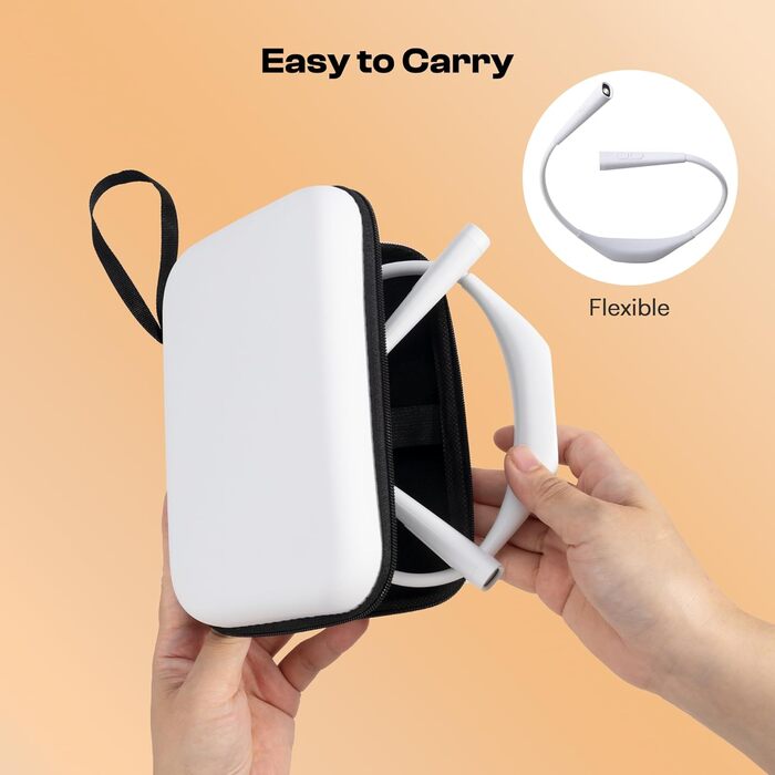 Caydo Лампа для читання з кишенею - 4 режими світла, 5 рівнів яскравості, регульований кут, гнучкий тримач, ідеально для читання в ліжку, рукоділля (біла)