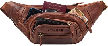STILORD 'Dublin' чоловіча поясна сумка з натуральної шкіри велика, водонепроникна, захист від крадіжки - XXL, для подорожей, туризму, фестивалів, колір: (Kara - Cognac)