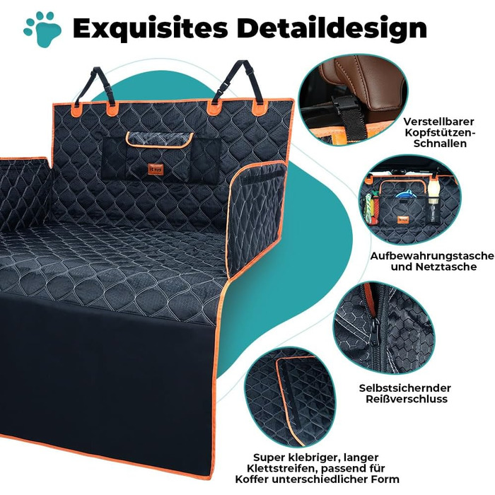 Захисна ковдра для собак у багажник авто KYG, 215x110 см, водовідштовхувальна, антикіготкові властивості, універсальна