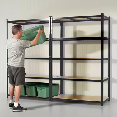OfficeMarshal Heavy-Duty Shelving Unit - Lakota (200 x 120 x 60 cm, Black)