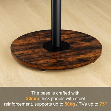 Підставка для телевізора Unho з регульованою висотою та коліщатками, для екранів 40-75 дюймів, VESA 600x400 мм, до 50 кг (Чорний)