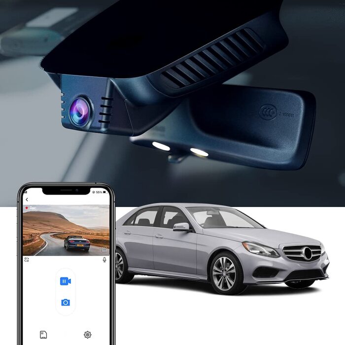 Відеореєстратор Fitcamx для Mercedes-Benz E-Class (W212, 2010-2016) 4K WiFi з картою 64GB