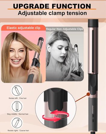 Локшина для волосся UKLISS PRO 32 мм з кліпсою, для довгого та середнього волосся, 140-200°C, рожевий
