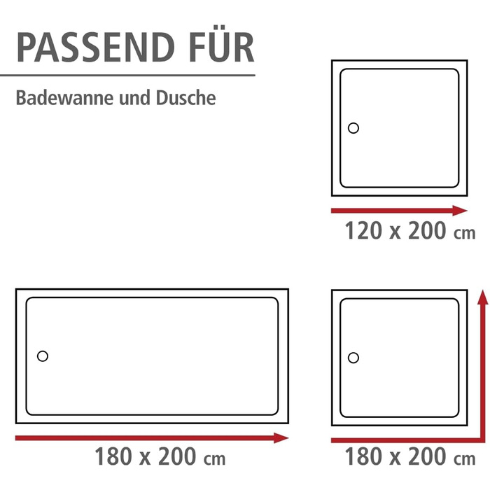Штора для душу WENKO Anti-Schimmel (антигрибкова), текстильна, 180x200 см, біла - з кільцями для кріплення