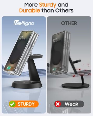 Бездротова зарядка Meifigno 3-в-1 для Samsung Galaxy: Mag-Safe, годинник, навушники (чорний)