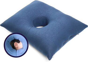 KMINA - Pillow with Ear Hole, Piercing Ear Pillow, Donut for Ear Piercing Reusable, Sleeping, Chondrodermatitis Blue - Made in Europe