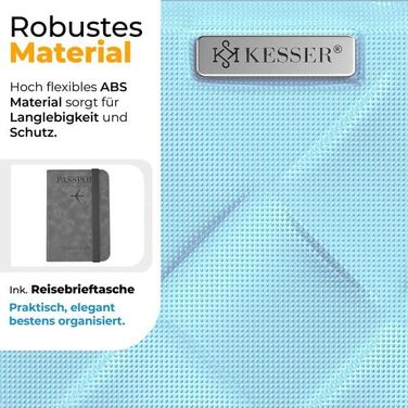 Набір валіз KESSER® 4 шт. | Валізи з ABS, кодований замок, ваги для багажу, органайзер для документів | Ручна та велика валіза для подорожей та бізнесу (Скай Блю)