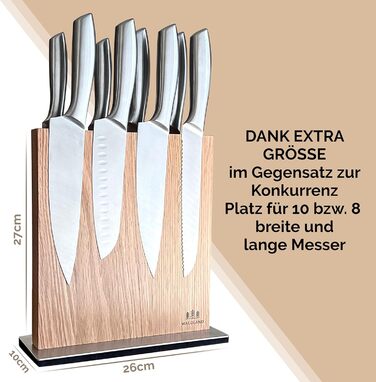 WALDLAND Premium Knife Block without Knives – Magnetic Knife Block made of fine and robust oak wood | Magnetic knife holder | Magnetic knife holder | Wood block