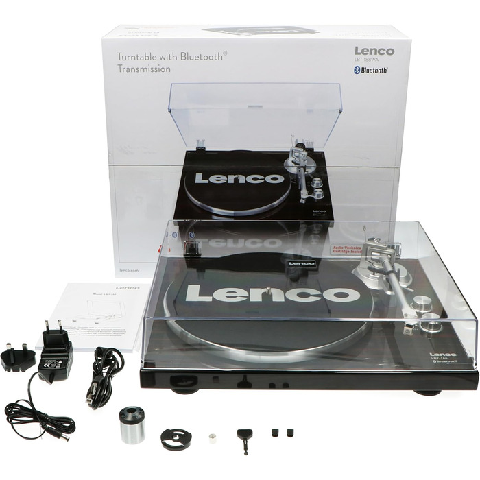 Програвач вінілу Lenco з Bluetooth, ремінний привід, 33/45 об/хв, антискейтинг, горіховий коричневий