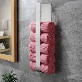 Тримач для рушників ZUNTO без свердління, для гостей, самоклеючий, бамбук, нержавіюча сталь, 40 см, матовий срібло