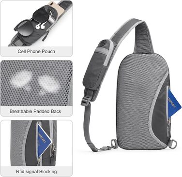 Чоловіча/жіноча сумка G4Free на плече, рюкзак Crossbody з RFID-захистом, кишеня спереду, для подорожей та повсякденного використання (темно-сіра)