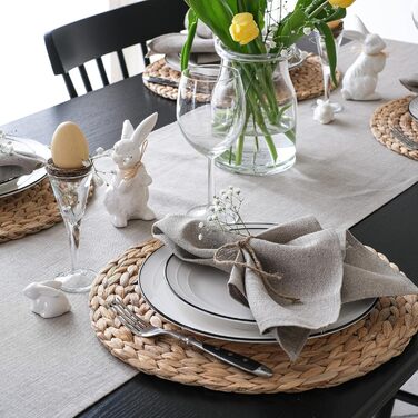 Varvara Home 6 Linen Napkins Nature - Fabric Napkins Linen Napkins - Napkins Linen Nature Brown Country Style 6-Pack 45x45 cm