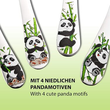 Набір дитячого столового прибору Koru Kids® Kinderbesteck (4 шт.) з нержавіючої сталі - для дітей від 3 років (Панда)