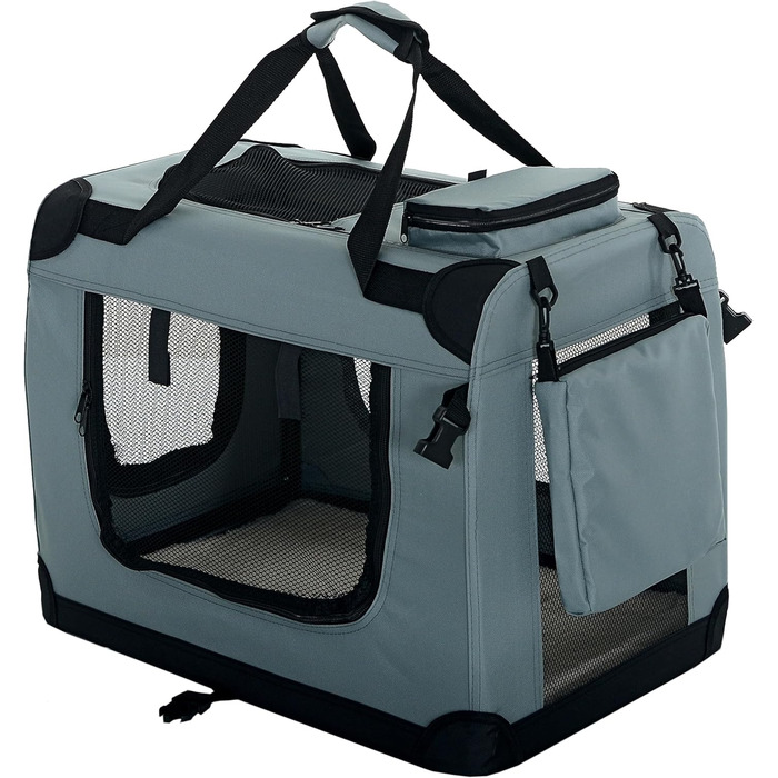 Транспортна переноска для собак і котів PET VIOLET, сіра, 62x42x44 см (L 70 x B 52 x H 50 см)