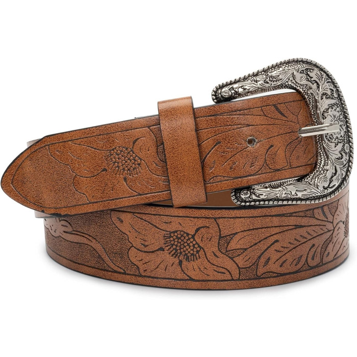 Жіночий/Чоловічий Ремінь Cowboy з Регульованою Пряжкою в Стилі Західного Дикого Заходу - для Джинсів, Штанів, Суконь. Розмір 30-39 (107 см)