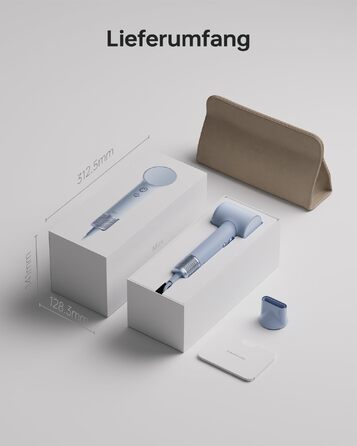Компактний фен для волосся Laifen Mini (Гляcier Blue) — потужний мотор 110 000 об/хв, 200 млн негативних іонів, режим для дітей, легкий дорожній фен, 299 г