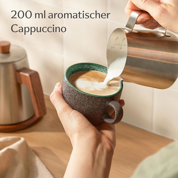 Набір кавових чашок Капучіно Cosumy (4 шт.) 200 мл - керамічні чашки з блюдцями, ручна розпис, чудово утримує тепло