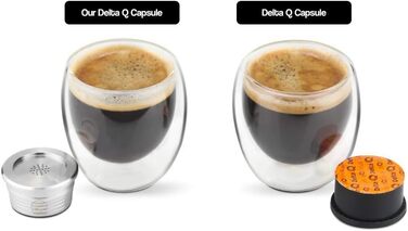 Багаторазова капсула з нержавіючої сталі Cafilas для кавомашин Delta Q, сумісна з моделями NDIQ7323, MilkQool, EP Mini, з пресом-утрамбовувачем