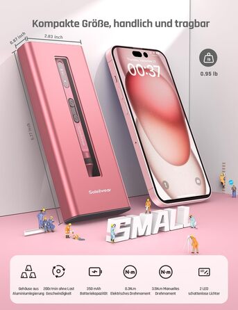 Електричний набір викруток преміум-класу 52 в 1 з 48 магнітними бітами, акумуляторний, для ремонту телефонів, камер, ноутбуків, годинників (Twilight Pink)