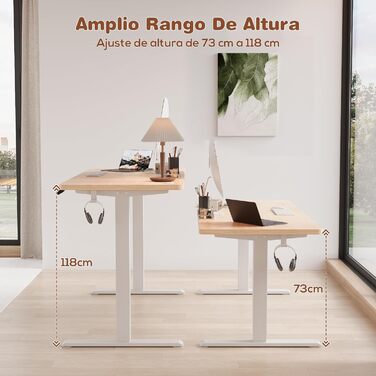 Devoko Electric Standing Desk with Memory - 160x60cm Beige