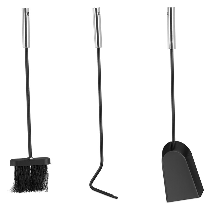 Relaxdays Modern 4-Piece Fireplace Tool Set with Stand