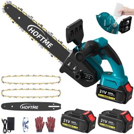 Акумуляторна ланцюгова пила 12 дюймів, 1200 Вт з безщітковим двигуном та АКБ 8000 мАг, автоматична змащення ланцюга, для обрізки дерев та дров